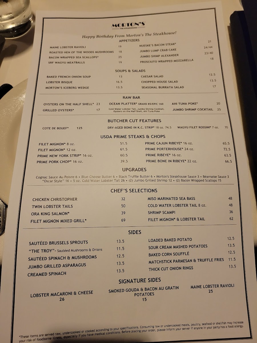 Menu - Morton's The Steakhouse photo 3
