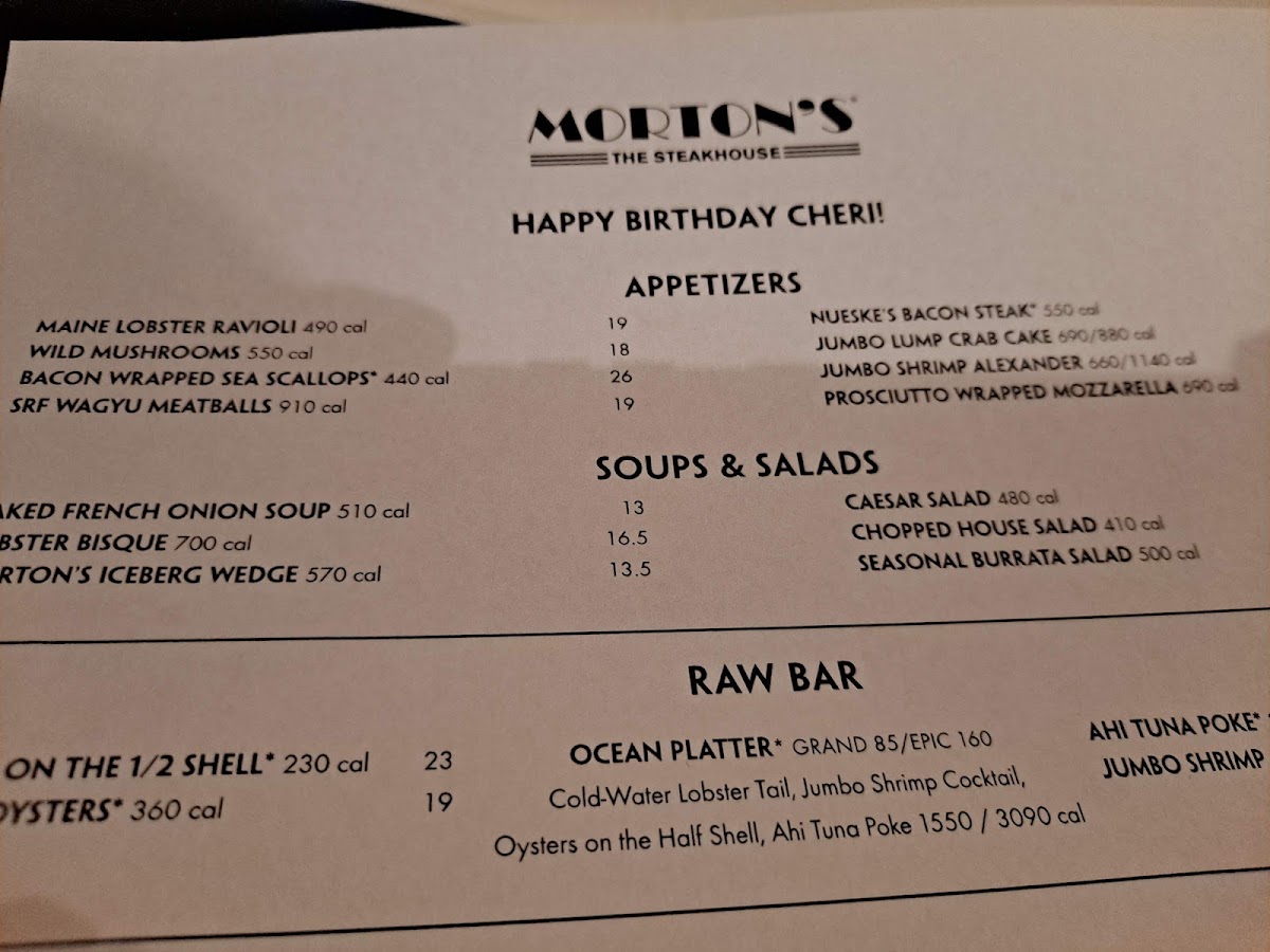 Menu - Morton's The Steakhouse photo 5